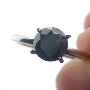 Black Diamond 1.33ct Solid 14K White Gold Ring